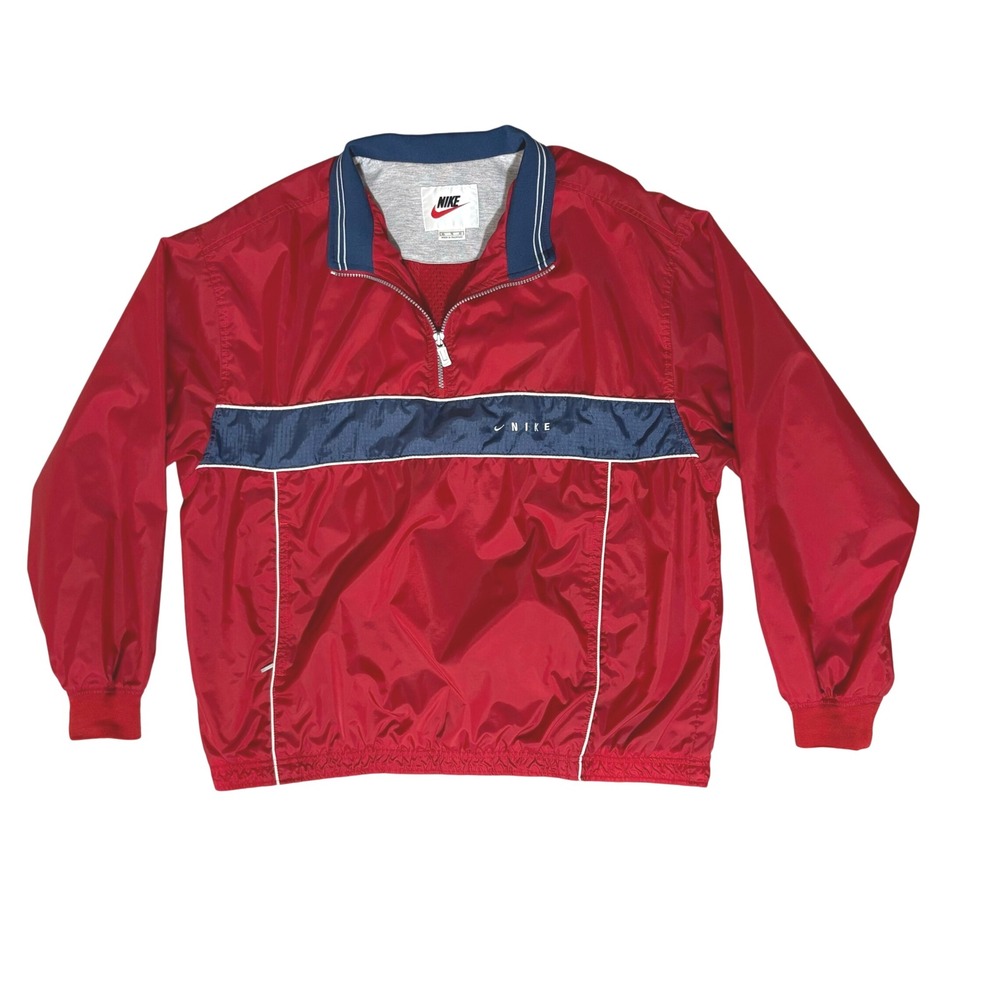 Vintage 90s Nike Jacket Men XL Red Blue White Pullover Sports Anorack
